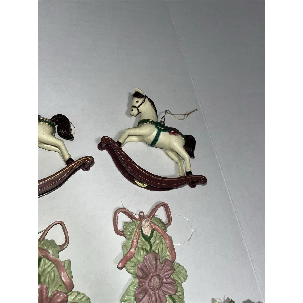 14 Homco Like‎ Christmas Ornaments/ Decor Floral , Peace Dove , Rocking Horse,